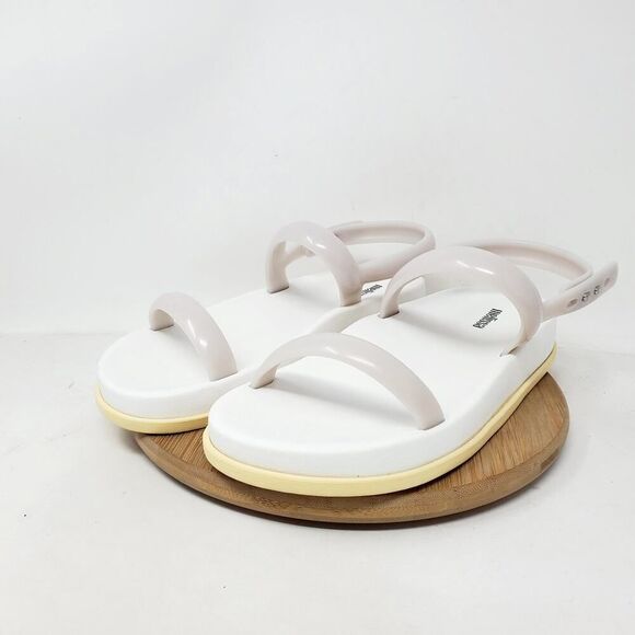 Melissa Soft Wave Sandals Womens 9 Jelly‎ White Grey Beach Pool Strappy Shoes - Picture 5 of 12
